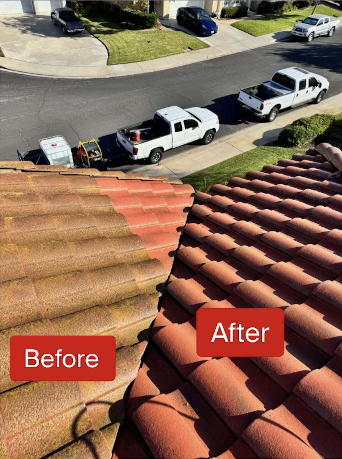 Hard water stain removal — before and after
